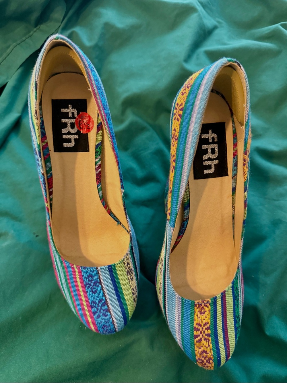 FRH Blue Multicolor Striped Women’s Heels